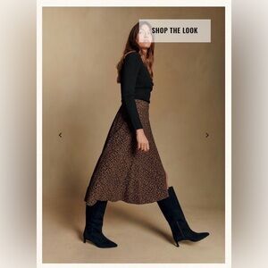 EUC Sezane Tan Brown Leopard Print Skirt 36